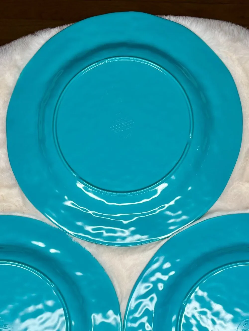 Pier 1 Imports Carmelo Blue Melamine Crackle Glaze Distressed Dinner Plates-NWT